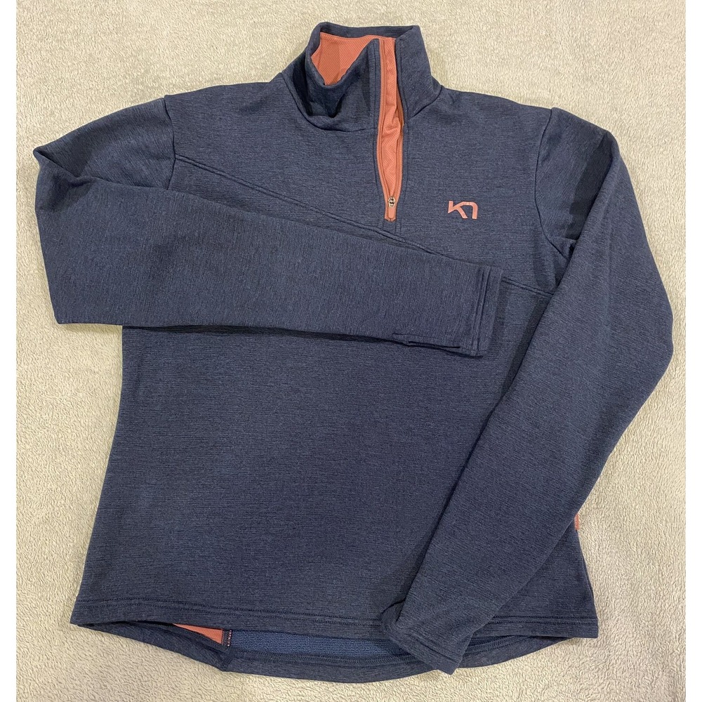 Womens Kari Traa 1/4 Zip Pullover Sweater Running Jacket Athletic Zip Top Blue M